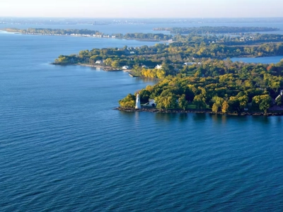 Aerial view of Lake Erie Islands